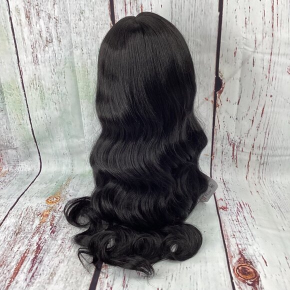 Rosewood #1B Off Black Long Body Wave Boss Lace Front Wig 5” Deep Part Synthetic - Picture 3 of 7